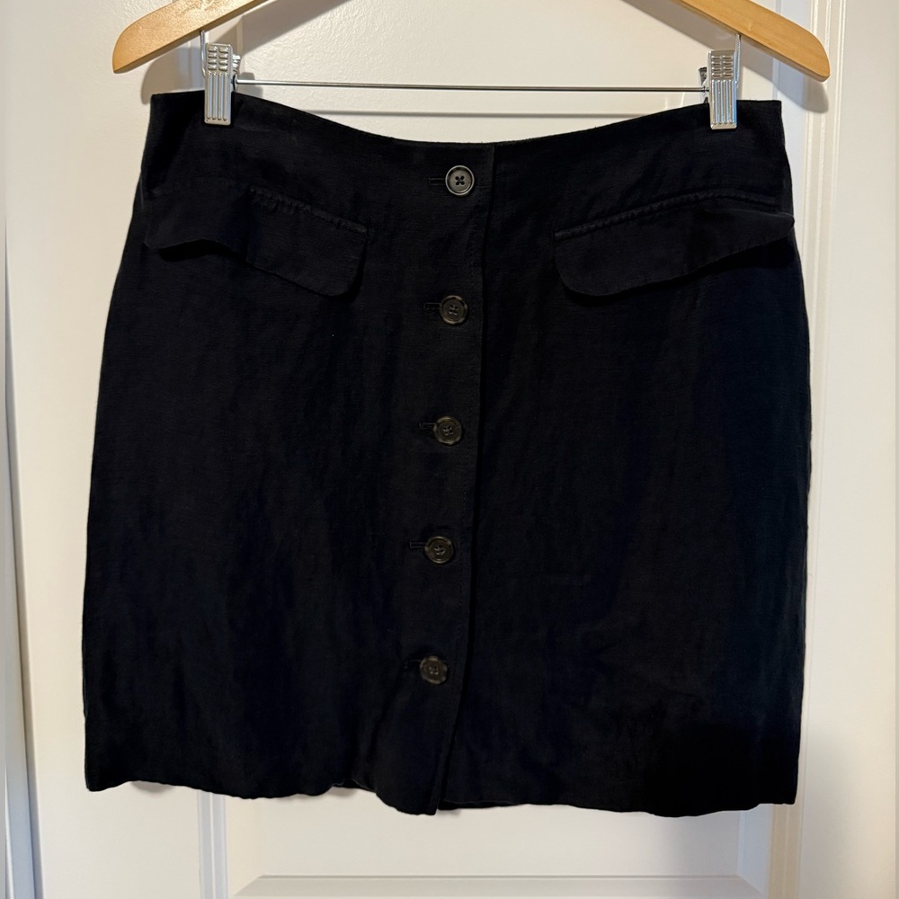 J. Crew Black Button-Down Mini Skirt